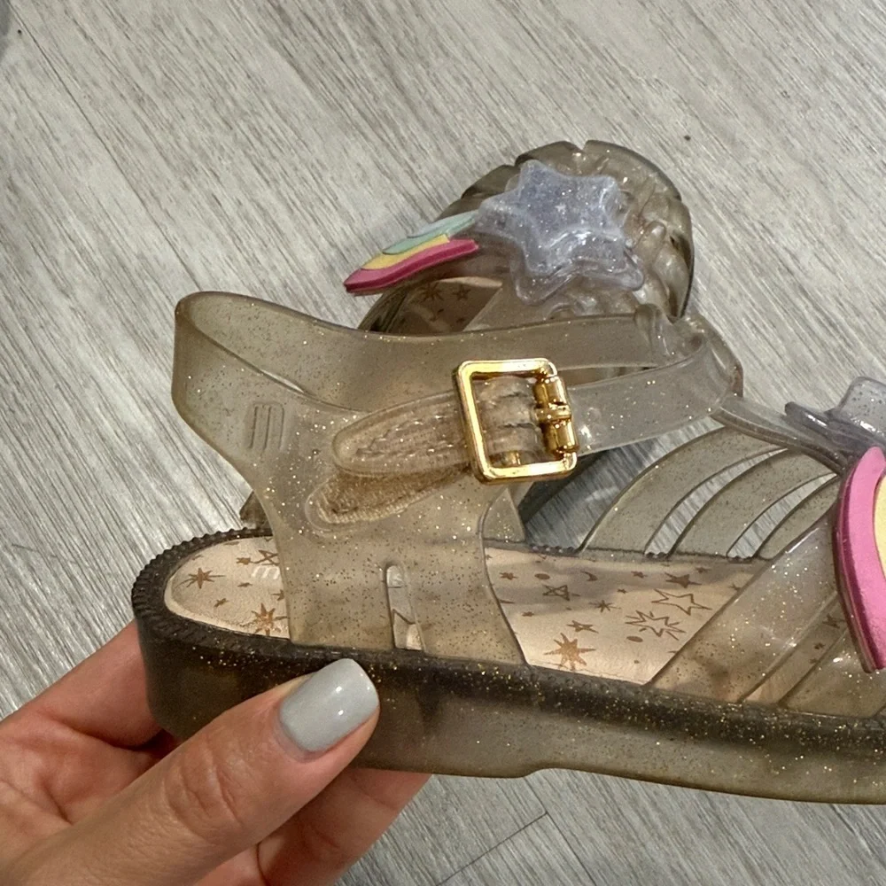Mini Melissa Kids' Shooting Star Rainbow glitter sandals